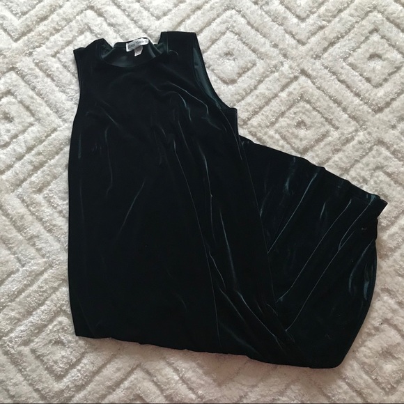 Velvet Green Vintage 80s Ankle Length Dress - Picture 2 of 4